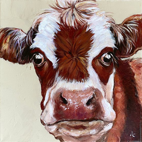 Completed DIAMOND PAINTING art WALL HANGING finished COW abstract 13 x 9