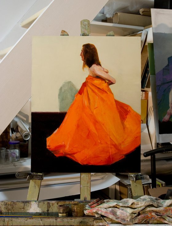 nude woman in orange