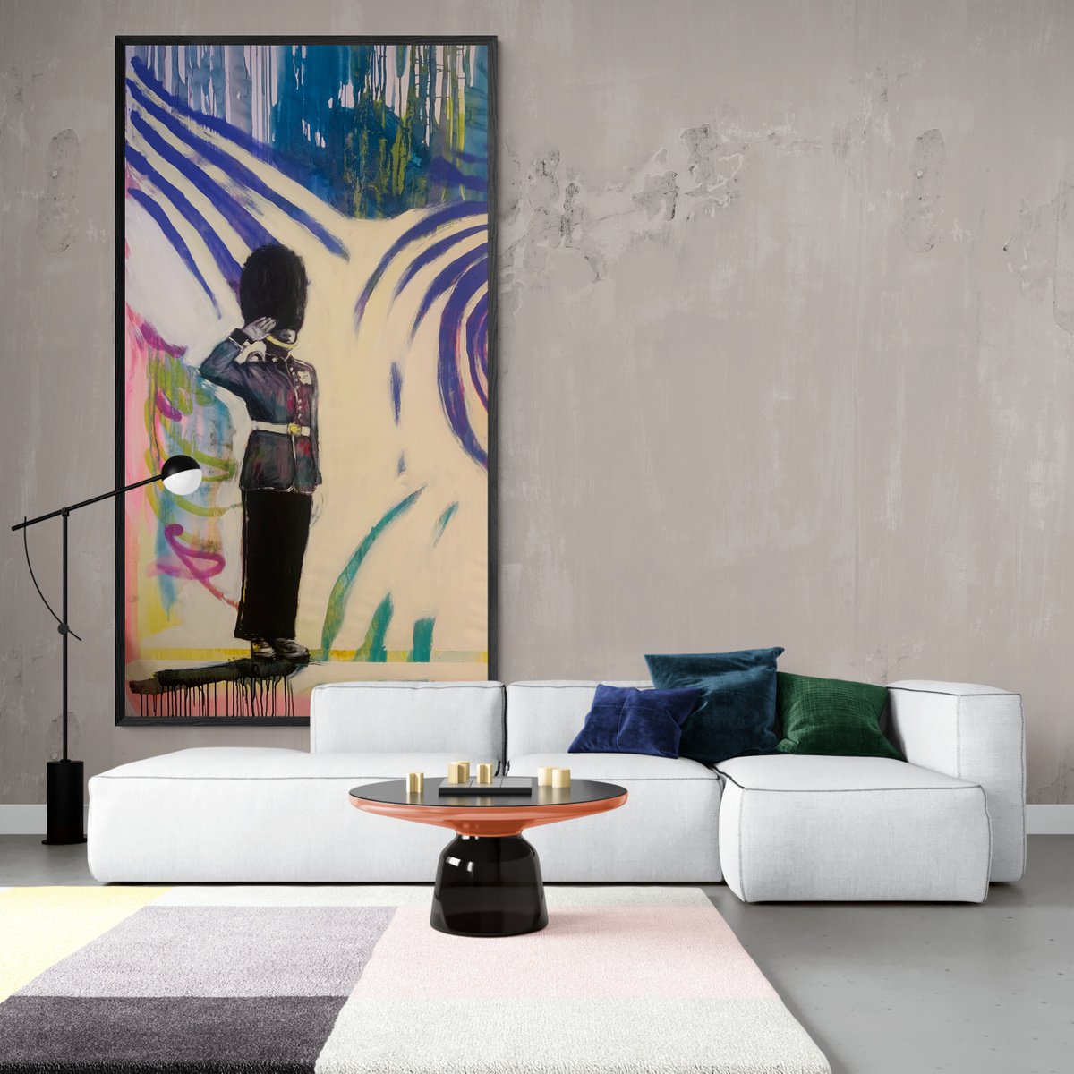 Urban And Pop Portrait Acrylic Painting By Yaroslav Yasenev, 45 X 83", Queen Guard, Original Artwork