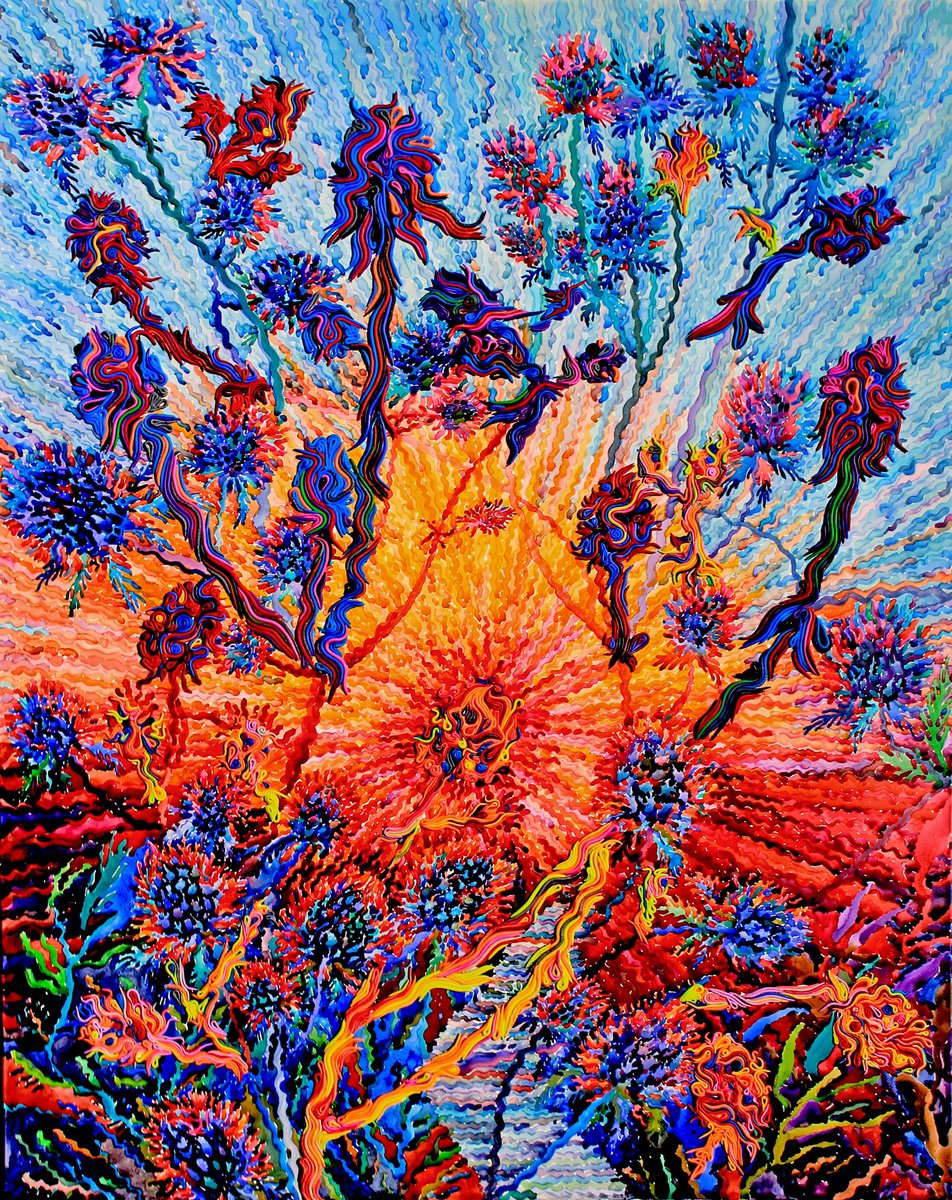 Impressionistic Botanical Watercolour By Tanbelia, 39 X 51", Eryngium Flowers, Original Artwork