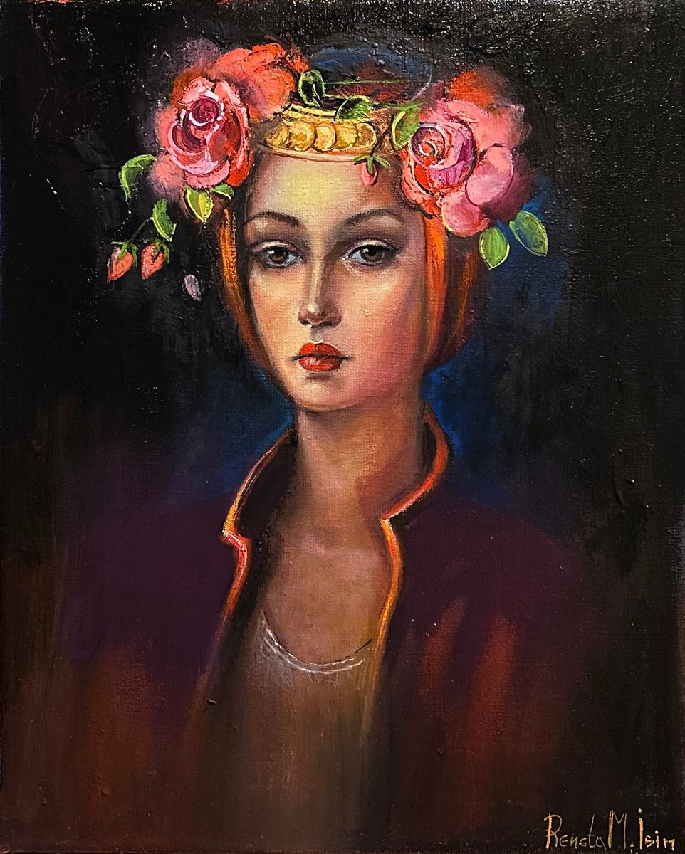 Girl with Roses by Reneta Isin