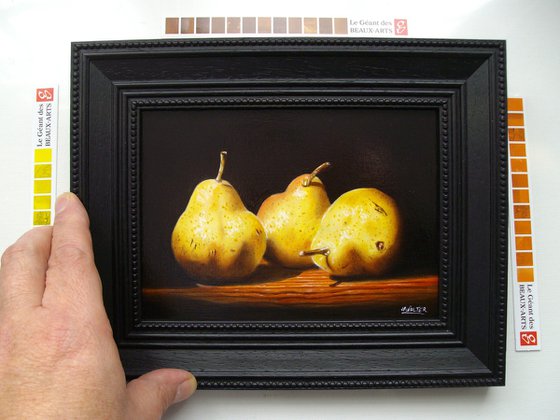Three pears in chiaroscuro