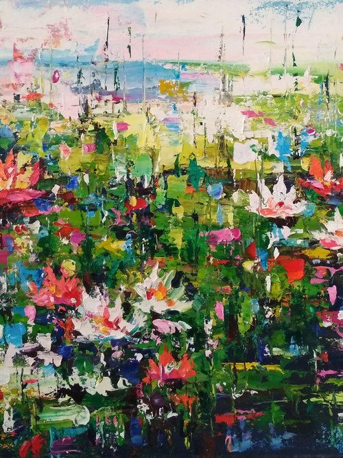 Abstract landscape  (Water lilies) by Andrej  Ostapchuk