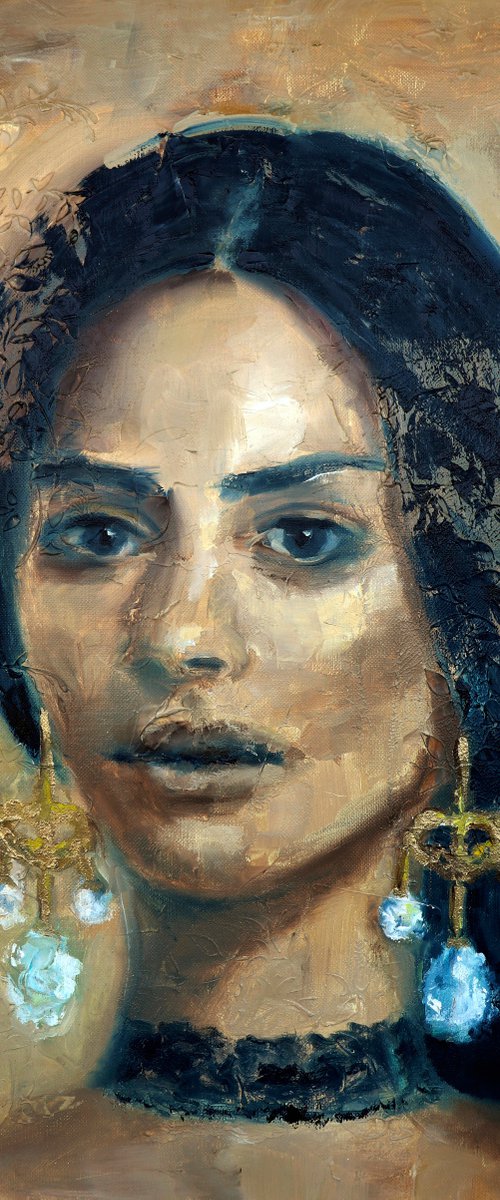 Abstract portrait of woman oil painting by Anna Lubchik