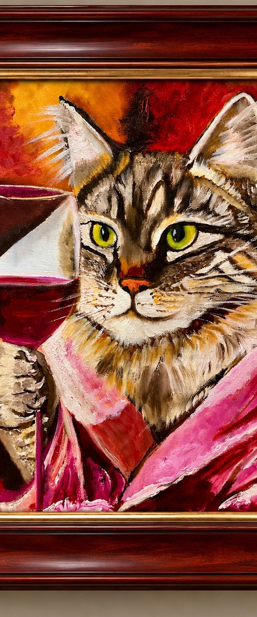 Cat and wine. by Olga Koval
