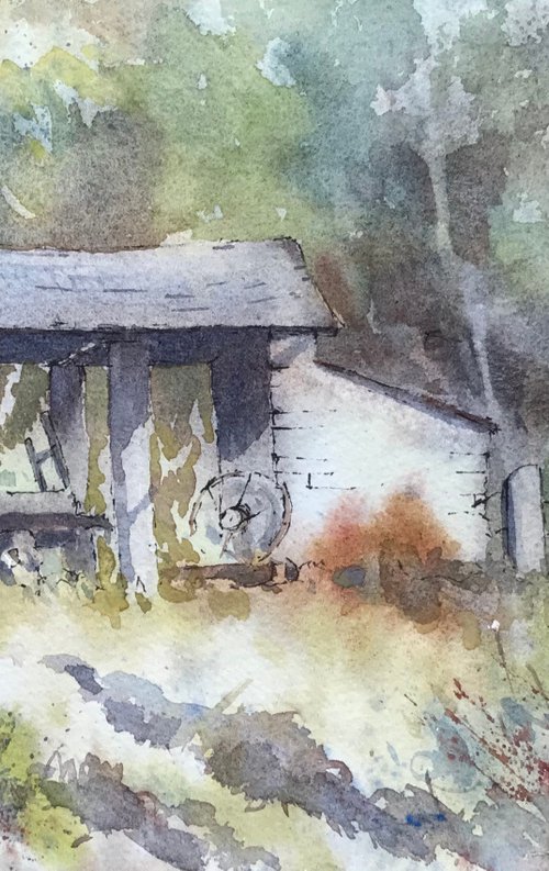 Derelict slate Barn by Vicki Washbourne