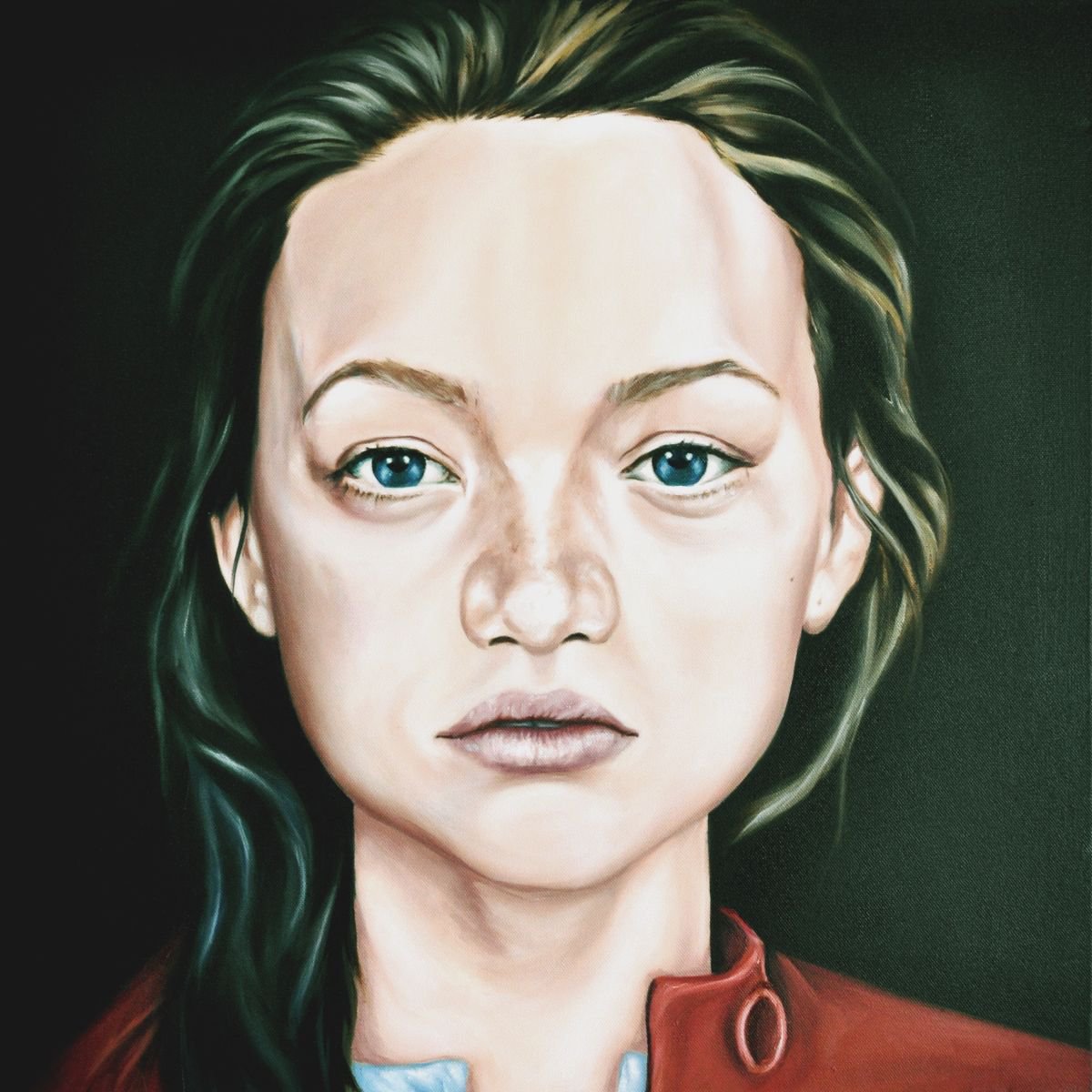 Photorealistic Portrait Oil Painting By Mullo Art, 24 X 24", Introspection, Original Artwork