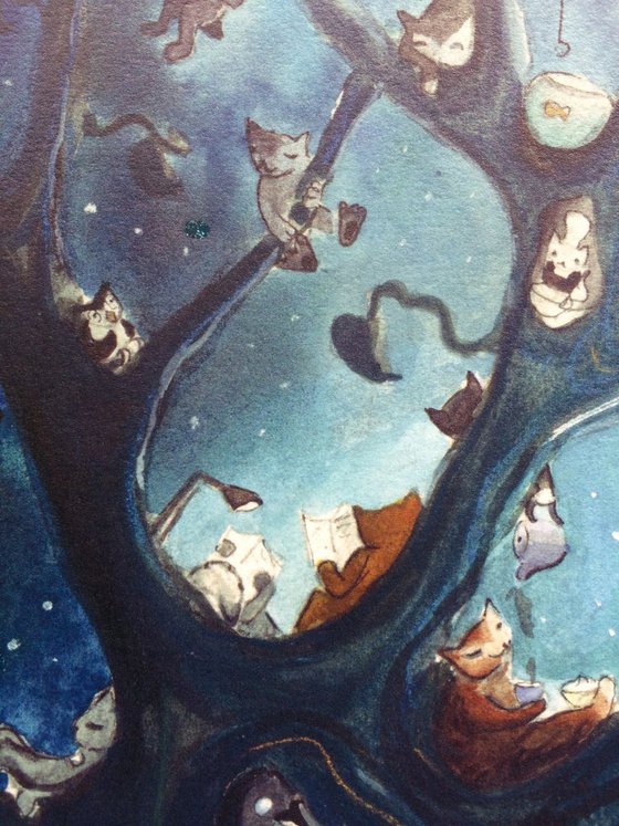 Moonlit Cat Fest - giclee prints available for £65