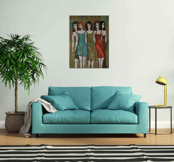 Five women posing