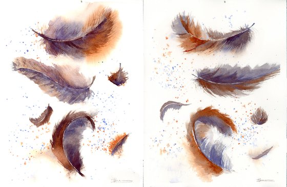Set of 2 feathers (9"x12")x2