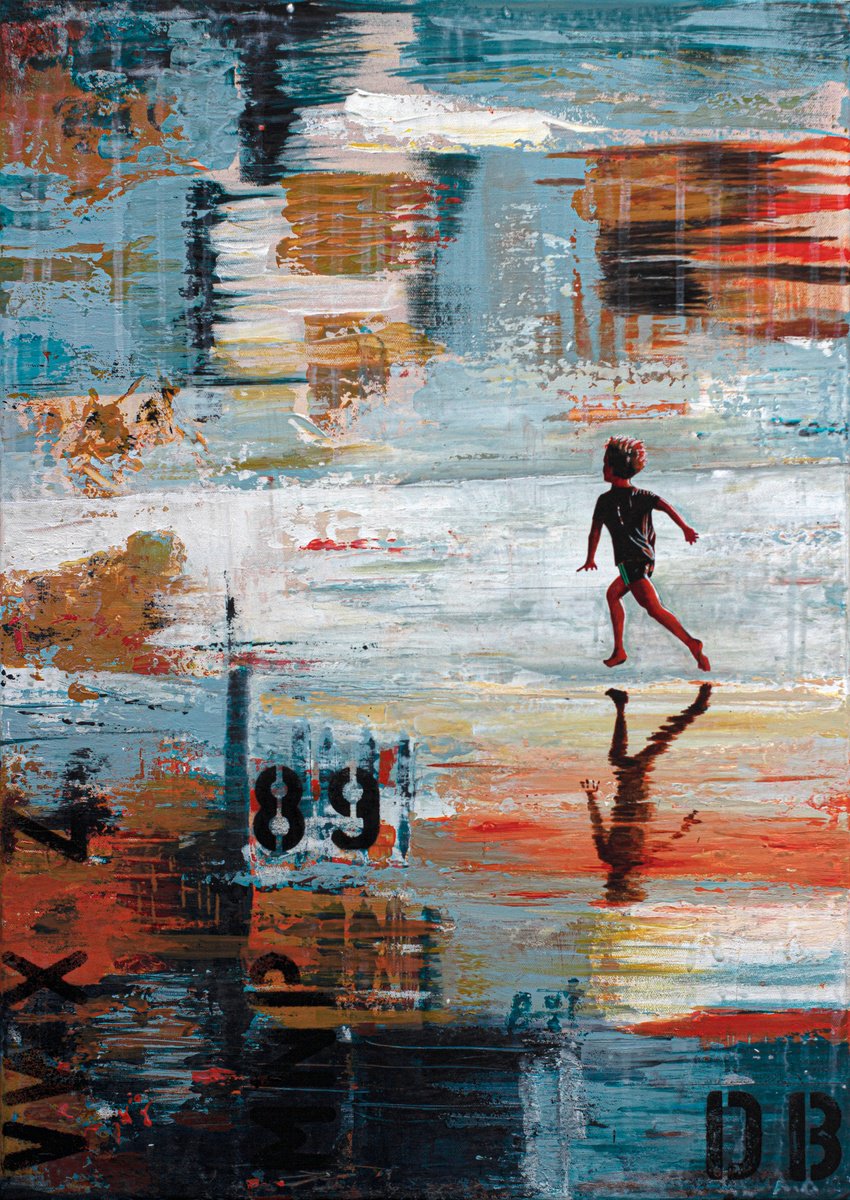 Expressive Landscape Acrylic Painting By Db Waterman, 20 X 28, Golden Boy, Original Artwork