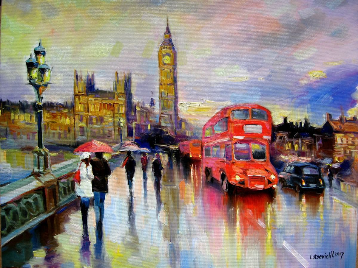 Rainy London Oil painting by Vladimir Lutsevich | Artfinder