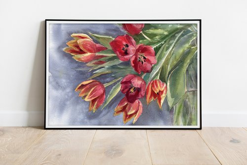 A bouquet of red tulips by SVITLANA LAGUTINA