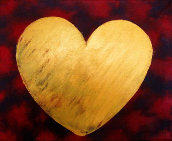 painting abstract wall art "Heart of Gold" gold painting contemporary modern art abstraction expression acrylic