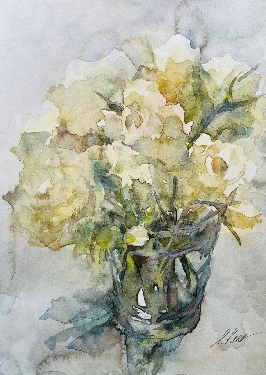 Impressionistic Watercolour , Roses 2024 By Elena Klyan, 8 X 11, Artwork For Sale On Artfinder