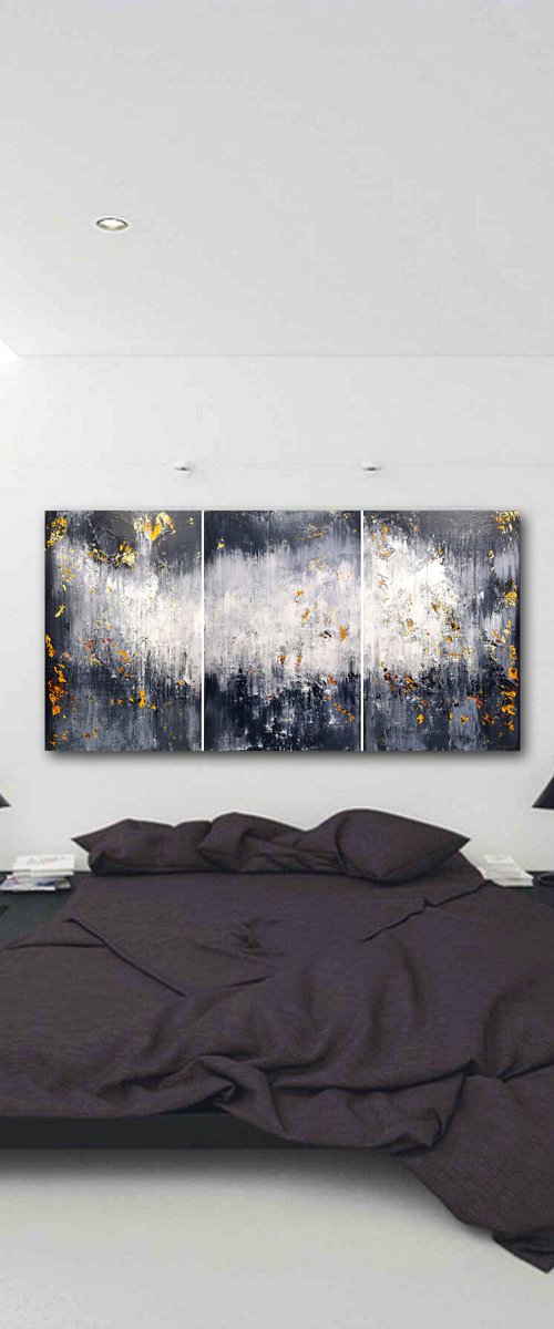 180x90cm. / Abstract triptych / Abstract 2162 by Alex Senchenko