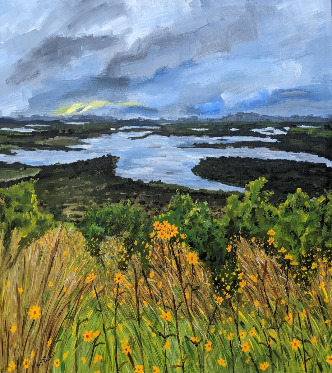 Impressionistic Landscape Acrylic Painting By Bugingo Noah, 21 X 24, Wind Blowing, Original Artwork