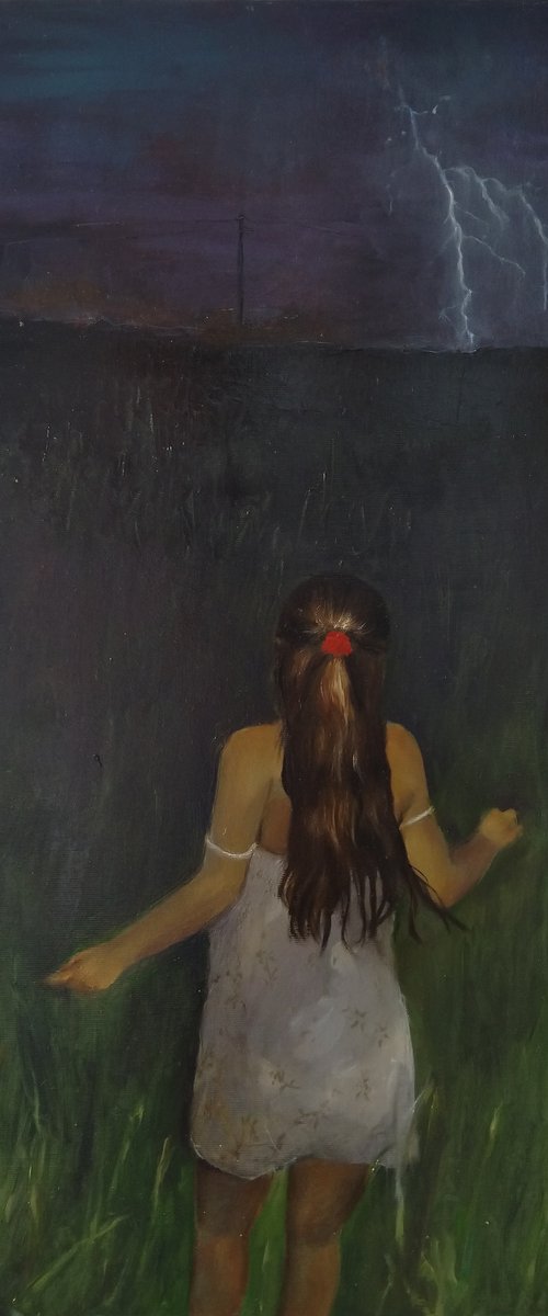 Dark story 50x65cm ,oil/canvas, impressionistic figure by Kamsar Ohanyan