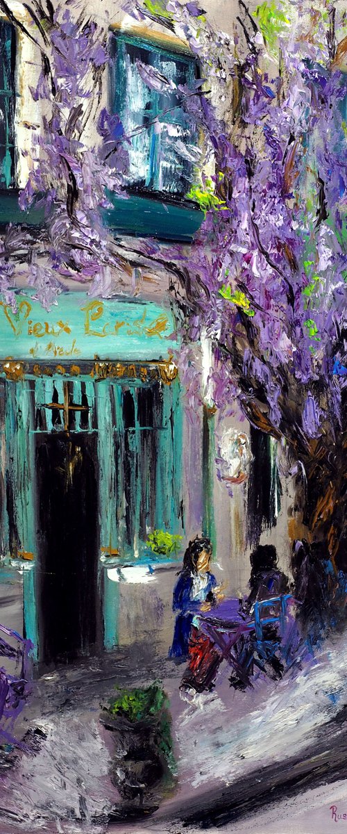 The Purple Cafe in Paris, France by Ruslana Levandovska