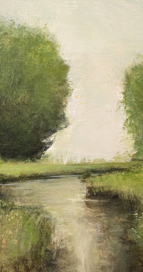 Spring Color 220525A, trees and water impressionist landscape painting by Don Bishop