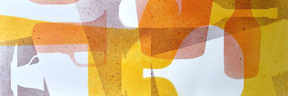 Abstract Acrylic Painting By Hilde Hoekstra, 47 X 16, Stillife Yellow To Red-2, Original Artwork