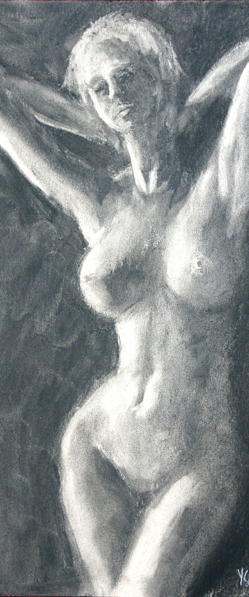 Female Figure 48 Charcoal Sketch by Juri Semjonov