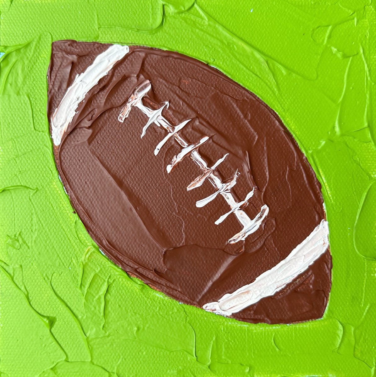 Impressionistic Still Life Acrylic Painting By Guzaliya Xavier, 6 X 6, American Football, Original Artwork