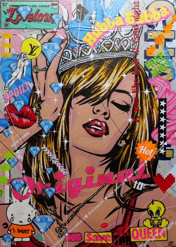 Sugar Queen 140cm x 100cm Colourful Textured Urban Pop Art