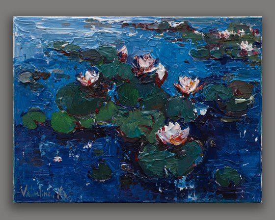 White water Lilies - Original acrylic painting