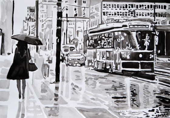 Rainy town III / 42 x 29.7 cm