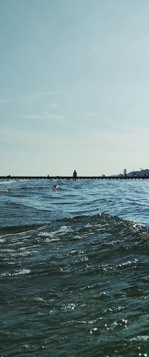 Cyan, Venice Seascape Travel Photography Print, 21x21 Inches, C-Type, Framed by Amadeus Long