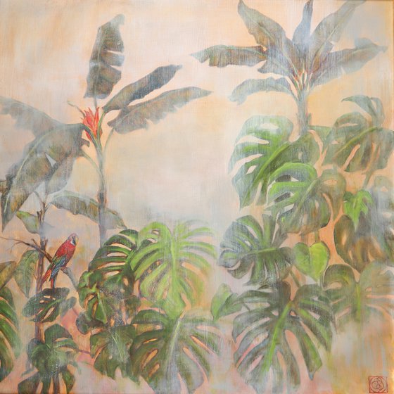 Tropical Scenery with Parrot