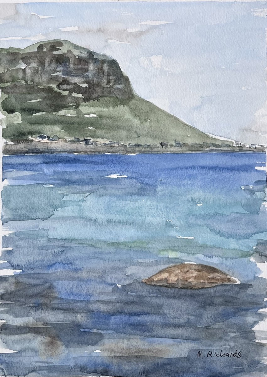 Impressionistic Landscape Watercolour By Michael Richards, 8 X 12", Kalk Bay Mountain, Original Artwork