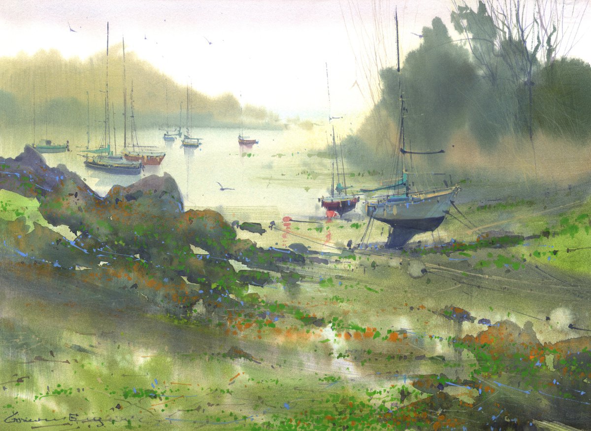 Warm light low tide by Eugeniu Gorean