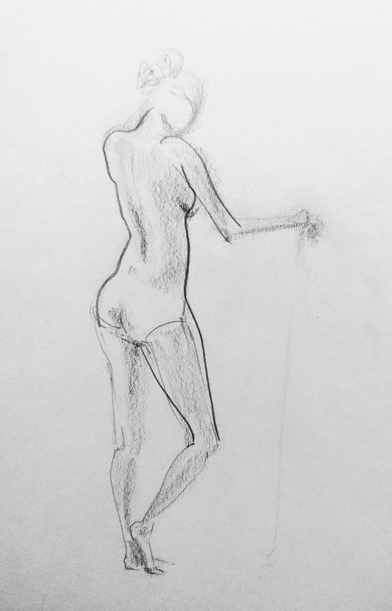 Erotic portrait #2. Original pencil drawing