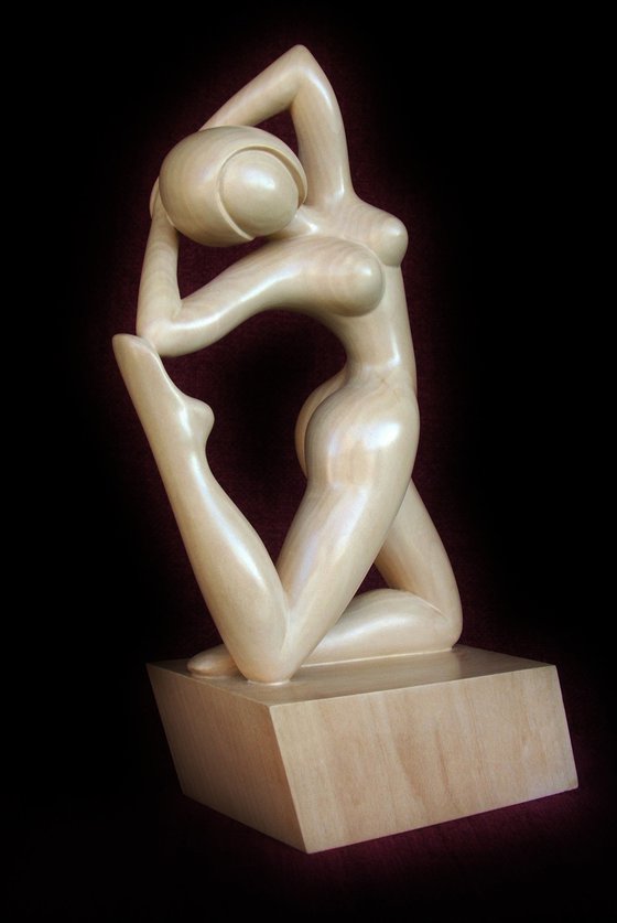 Nude Woman Wood Sculpture GYMNAST