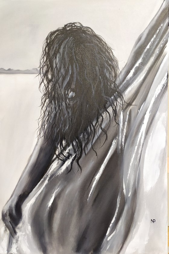 I can...nude erotic gestural girl oil painting, gift, art for home