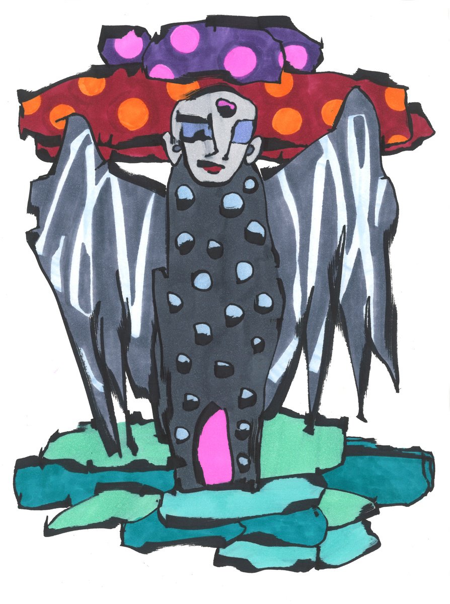 Surrealistic Portrait Ink Drawing By Sofi Ginger, 8 X 11", The Master Of Illusions, Original Artwork