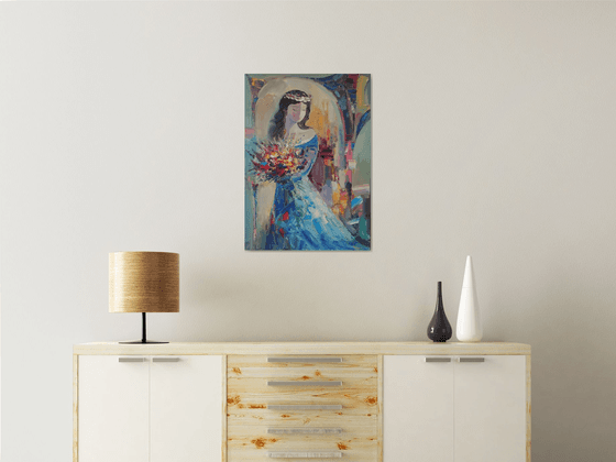 Bride 50x70cm ,oil/canvas, abstract portrait