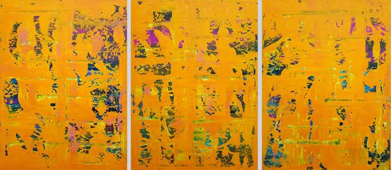 Crazy April No.8 - XXL triptych colorful abstract painting
