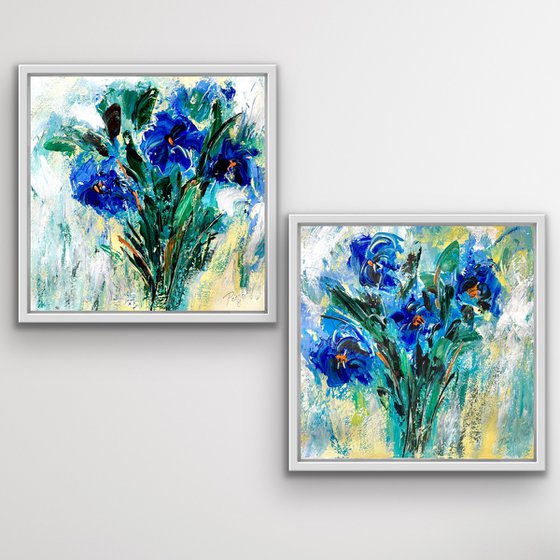 Blue Spring Flowers - Diptych