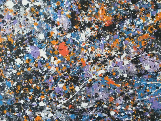 Abstract Jackson Pollock style acrylic on canvas by M.Y.