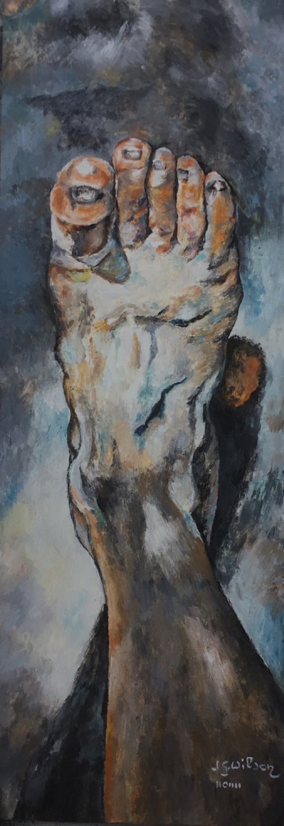 Portrait Oil Painting By Jg Wilson, 10 X 22, Foot, Original Artwork