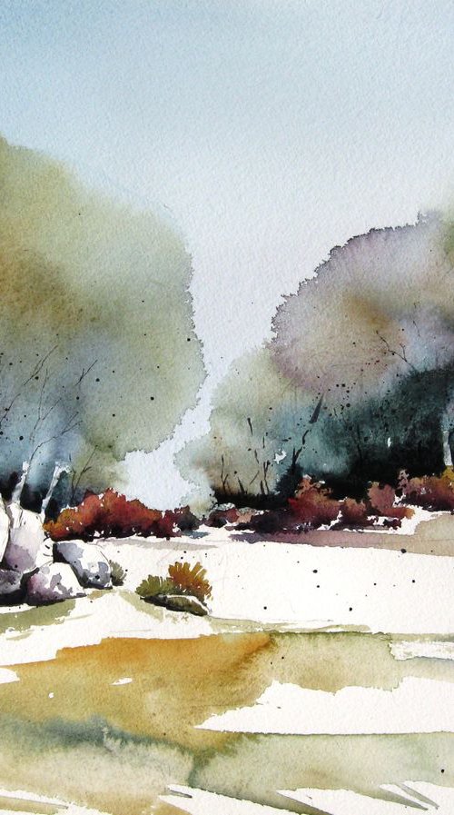 Forest Stones - Original Watercolor Painting by CHARLES ASH