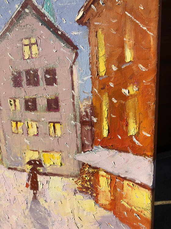 Walking home through snow