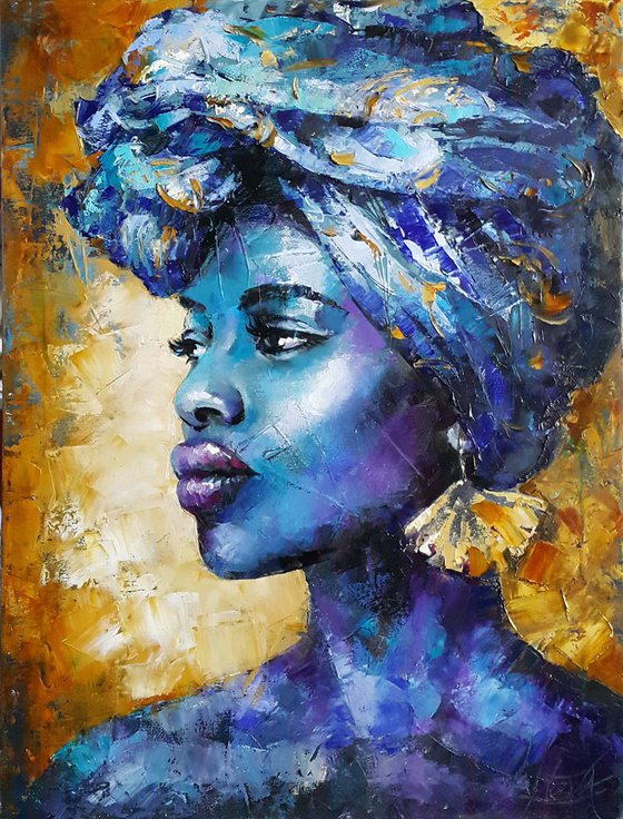 Blue Gold - portrait black girl