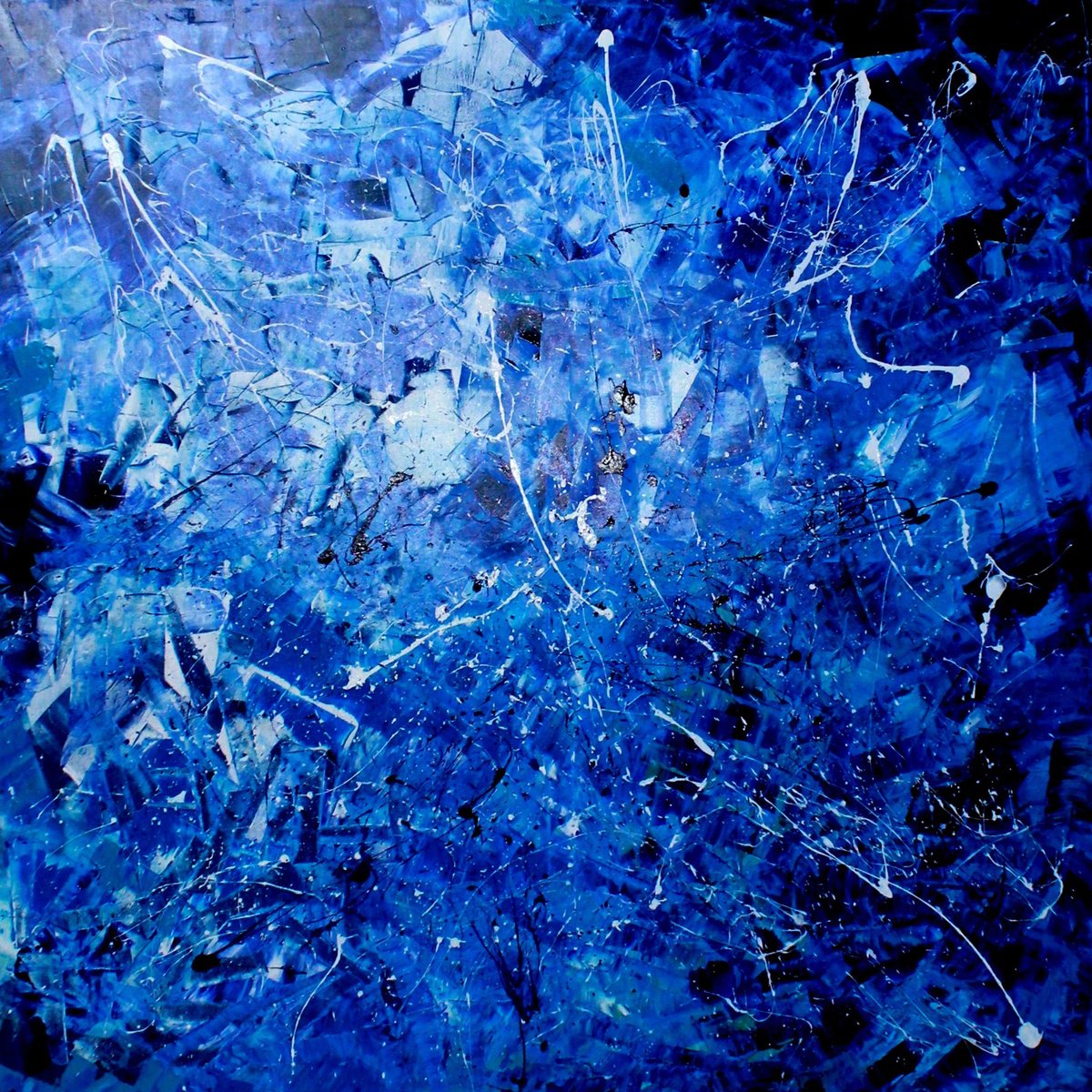 Abstract Oil Painting By Juan Jose Garay, 79 X 79", Pacific Ocean Ii, Original Artwork