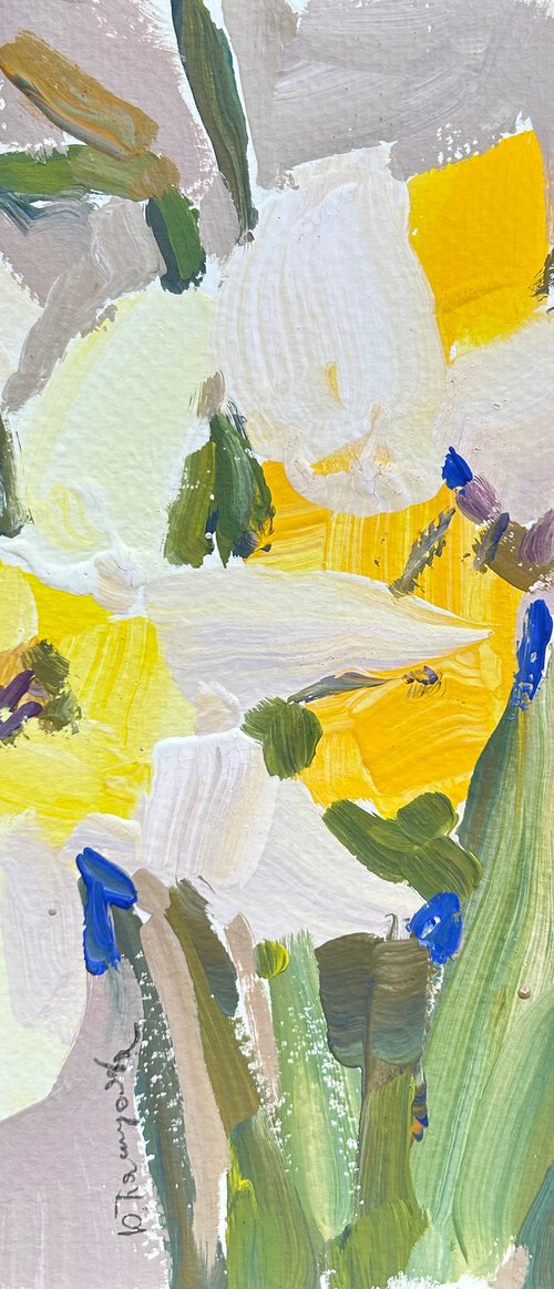 white daffodils by Yuliia Pastukhova