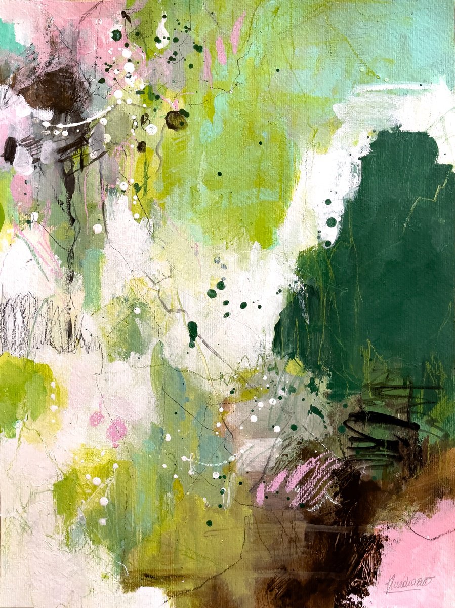 Expressive Abstract Painting By Ines Khadraoui, 12 X 16, Time Passes, Original Artwork