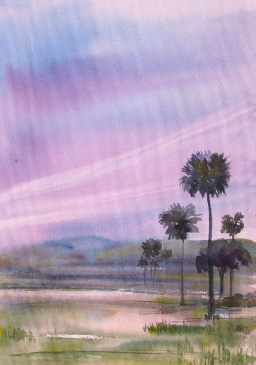 The Palm trees in dusk by Asha Shenoy